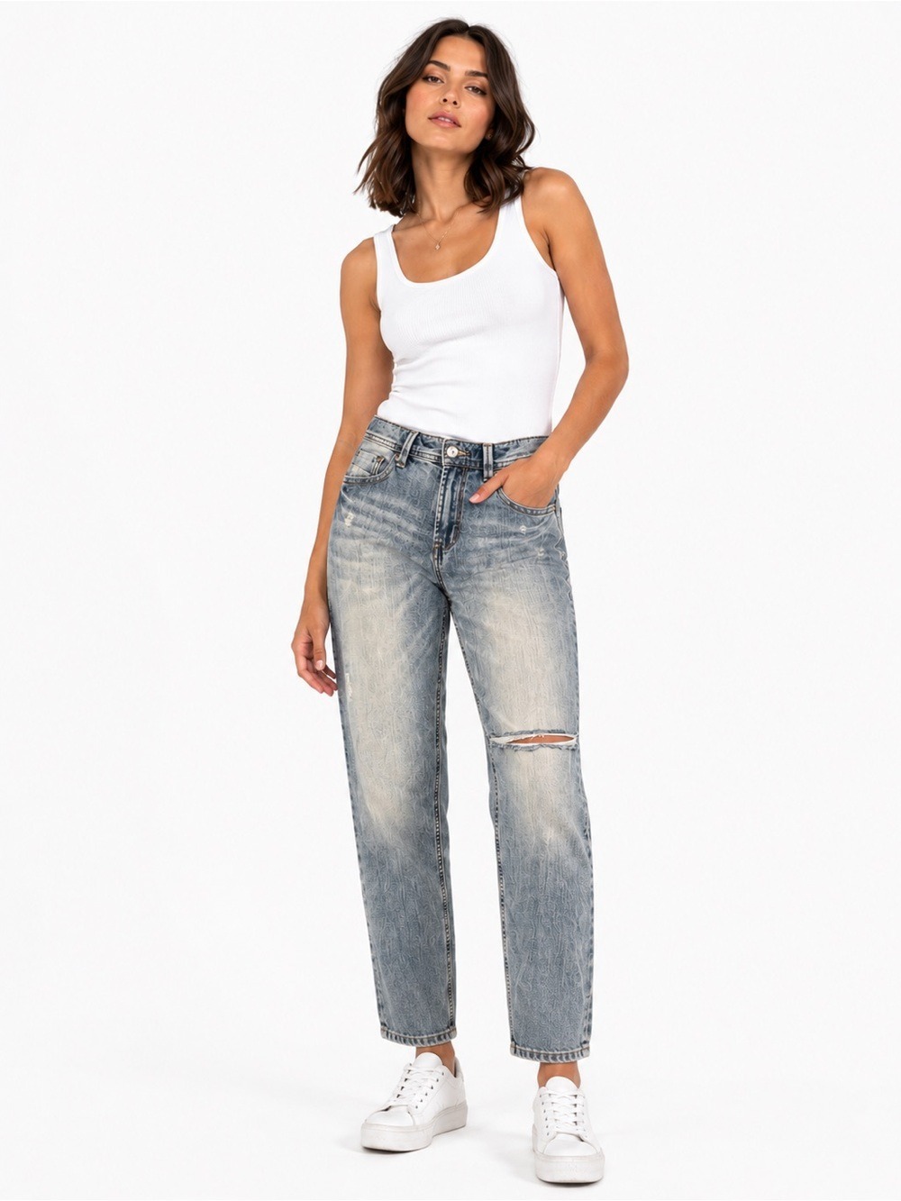 Joe Fresh Boyfriend Jeans Distressed Cropped Mid Rise Light Wash Women’s 12